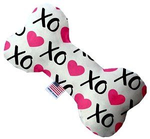 Pink XOXO Canvas Bone Dog Toy (size: 10 Inch)